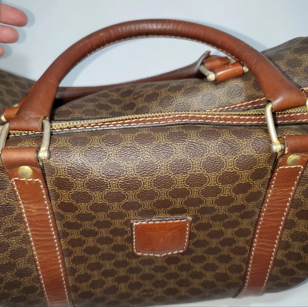 Celine Vintage Boston Bag  in Brown Macadame Coated  Canvas . - Picture 8 of 13